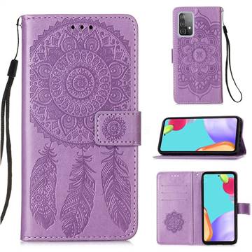 Embossing Dream Catcher Mandala Flower Leather Wallet Case for Samsung Galaxy A52 (4G, 5G) - Purple