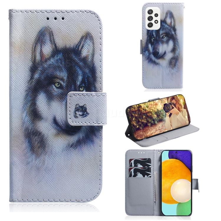 Snow Wolf PU Leather Wallet Case for Samsung Galaxy A52 (4G, 5G)