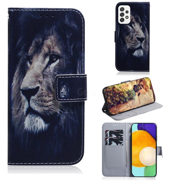 Lion Face PU Leather Wallet Case for Samsung Galaxy A52 (4G, 5G)