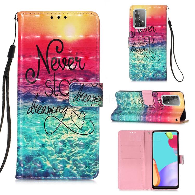 Colorful Dream Catcher 3D Painted Leather Wallet Case for Samsung Galaxy A52 (4G, 5G)