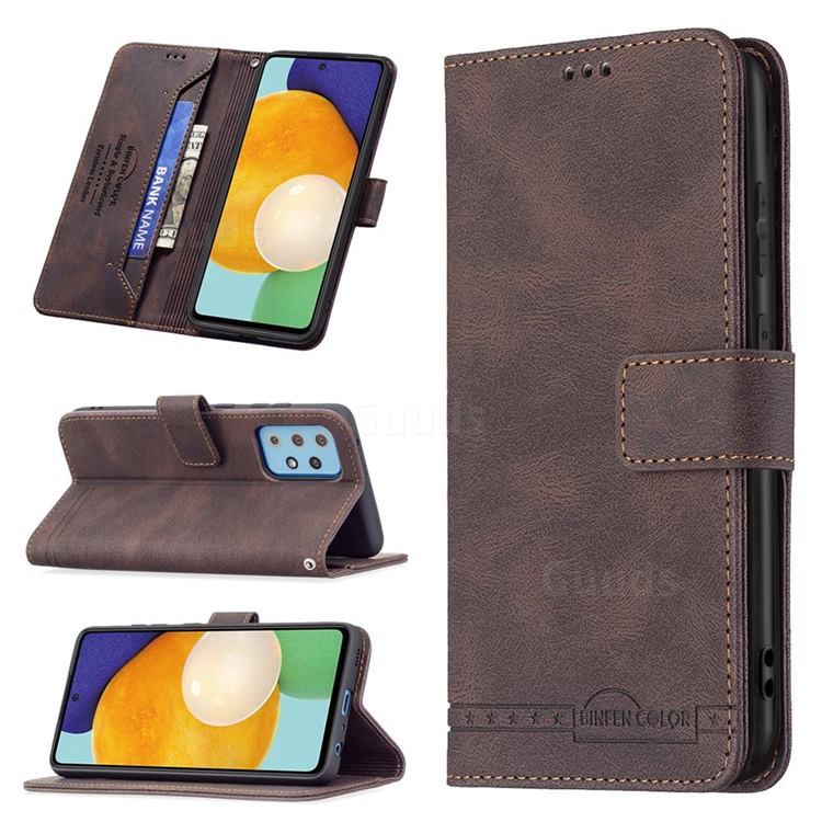 Binfen Color RFID Blocking Leather Wallet Case for Samsung Galaxy A52 (4G, 5G) - Brown