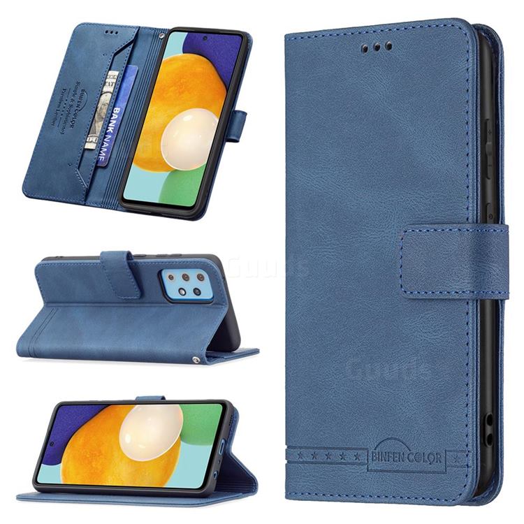 Binfen Color RFID Blocking Leather Wallet Case for Samsung Galaxy A52 (4G, 5G) - Blue