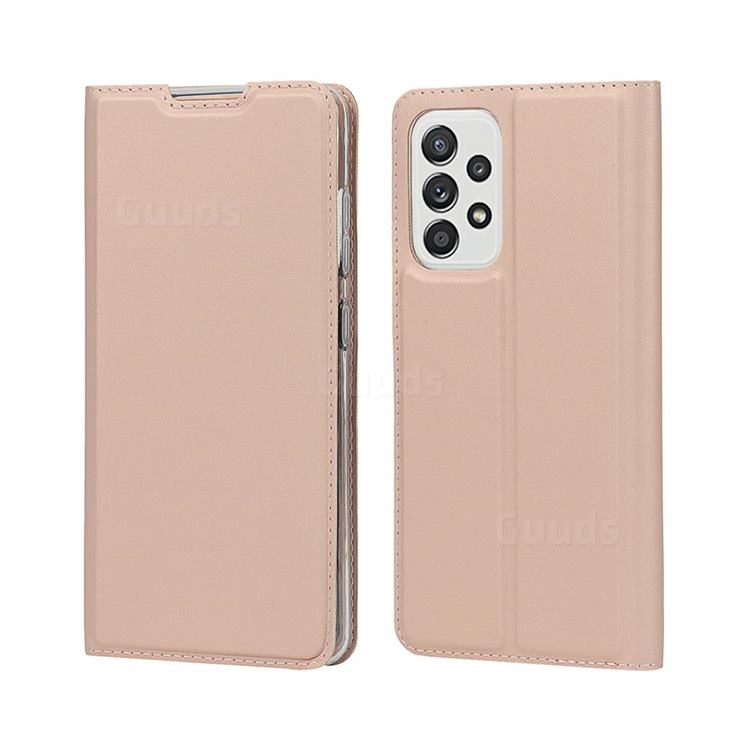 Ultra Slim Card Magnetic Automatic Suction Leather Wallet Case for Samsung Galaxy A52 (4G, 5G) - Rose Gold