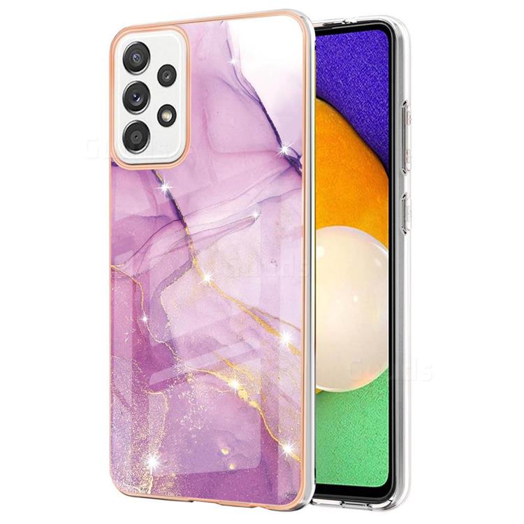 Dream Violet Electroplated Gold Frame 2.0 Thickness Plating Marble IMD Soft Back Cover for Samsung Galaxy A52 (4G, 5G)