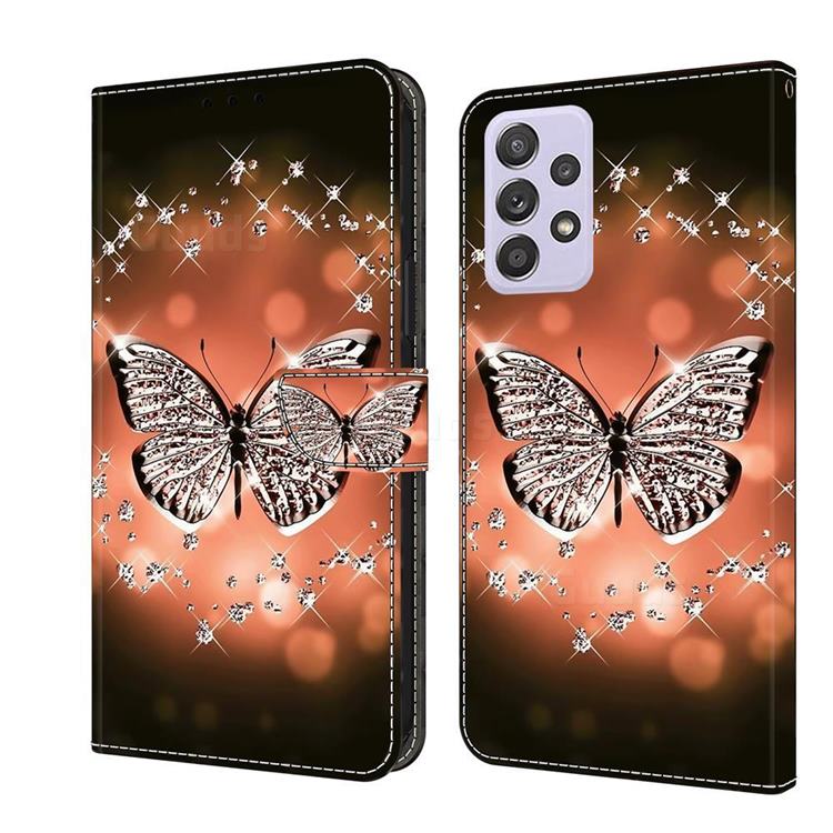 Crystal Butterfly Crystal PU Leather Protective Wallet Case Cover for Samsung Galaxy A52 (4G, 5G)