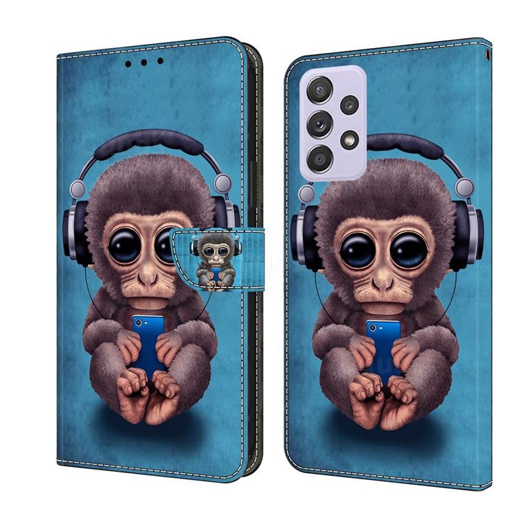 Cute Orangutan Crystal PU Leather Protective Wallet Case Cover for Samsung Galaxy A52 (4G, 5G)
