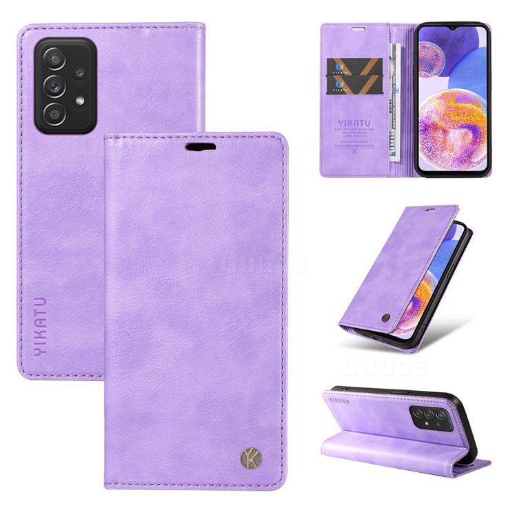 YIKATU Litchi Card Magnetic Automatic Suction Leather Flip Cover for Samsung Galaxy A52 (4G, 5G) - Purple