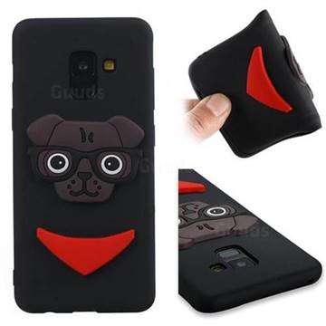 Glasses Dog Soft 3D Silicone Case for Samsung Galaxy A8 2018 A530 - Black