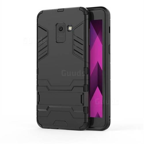 Armor Premium Tactical Grip Kickstand Shockproof Dual Layer Rugged Hard Cover for Samsung Galaxy A8 2018 A530 - Black