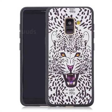 Snow Leopard 3D Embossed Relief Black Soft Back Cover for Samsung Galaxy A8 2018 A530