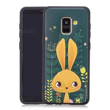 Cute Rabbit 3D Embossed Relief Black Soft Back Cover for Samsung Galaxy A8 2018 A530