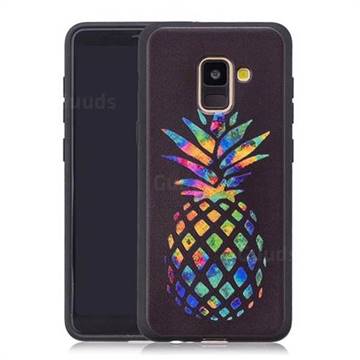 Colorful Pineapple 3D Embossed Relief Black Soft Back Cover for Samsung Galaxy A8 2018 A530