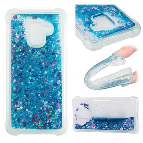 Dynamic Liquid Glitter Sand Quicksand TPU Case for Samsung Galaxy A8 2018 A530 - Blue Love Heart