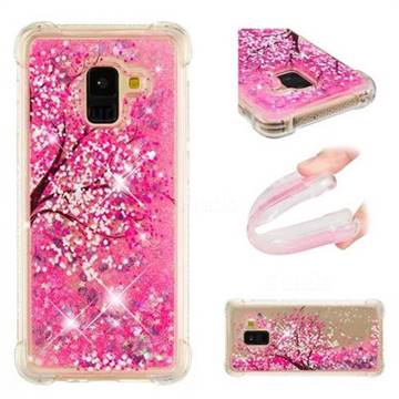 Pink Cherry Blossom Dynamic Liquid Glitter Sand Quicksand Star TPU Case for Samsung Galaxy A8 2018 A530