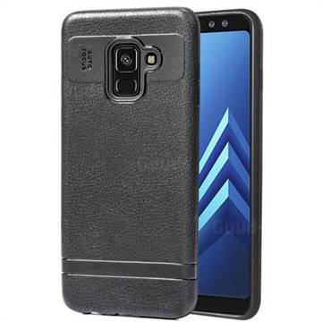 Litchi Grain Silicon Soft Phone Case for Samsung Galaxy A8 2018 A530 - Black