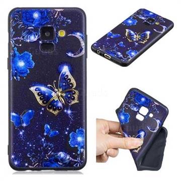 Phnom Penh Butterfly 3D Embossed Relief Black TPU Cell Phone Back Cover for Samsung Galaxy A8 2018 A530