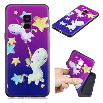 Pony 3D Embossed Relief Black TPU Cell Phone Back Cover for Samsung Galaxy A8 2018 A530