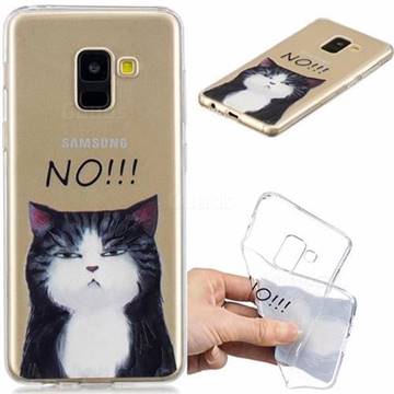 Cat Say No Clear Varnish Soft Phone Back Cover for Samsung Galaxy A8 2018 A530