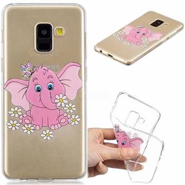 Tiny Pink Elephant Clear Varnish Soft Phone Back Cover for Samsung Galaxy A8 2018 A530