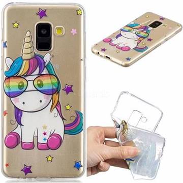 Glasses Unicorn Clear Varnish Soft Phone Back Cover for Samsung Galaxy A8 2018 A530