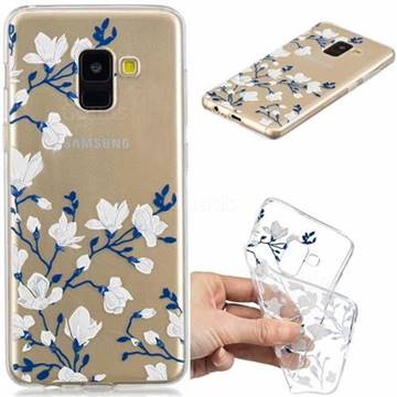Magnolia Flower Clear Varnish Soft Phone Back Cover for Samsung Galaxy A8 2018 A530