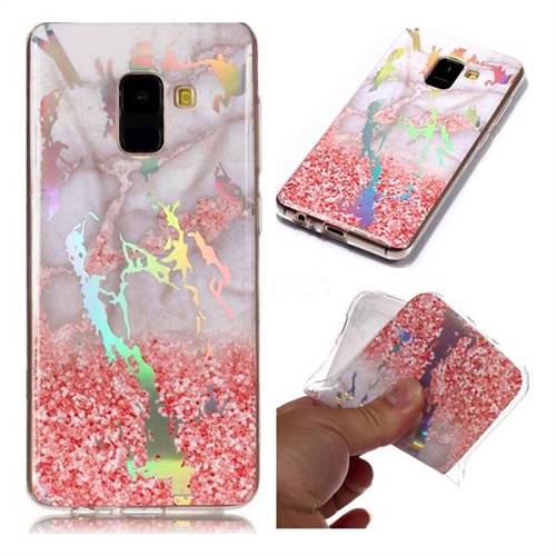 Powder Sandstone Marble Pattern Bright Color Laser Soft TPU Case for Samsung Galaxy A8 2018 A530