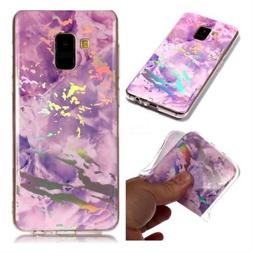 Purple Marble Pattern Bright Color Laser Soft TPU Case for Samsung Galaxy A8 2018 A530