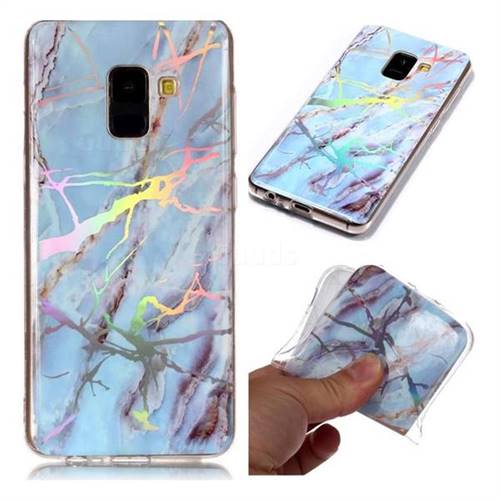 Light Blue Marble Pattern Bright Color Laser Soft TPU Case for Samsung Galaxy A8 2018 A530