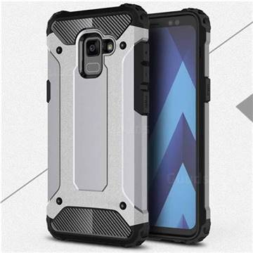 King Kong Armor Premium Shockproof Dual Layer Rugged Hard Cover for Samsung Galaxy A8 2018 A530 - Silver Grey