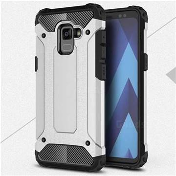 King Kong Armor Premium Shockproof Dual Layer Rugged Hard Cover for Samsung Galaxy A8 2018 A530 - Technology Silver