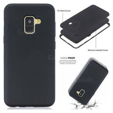 Matte PC + Silicone Shockproof Phone Back Cover Case for Samsung Galaxy A8 2018 A530 - Black