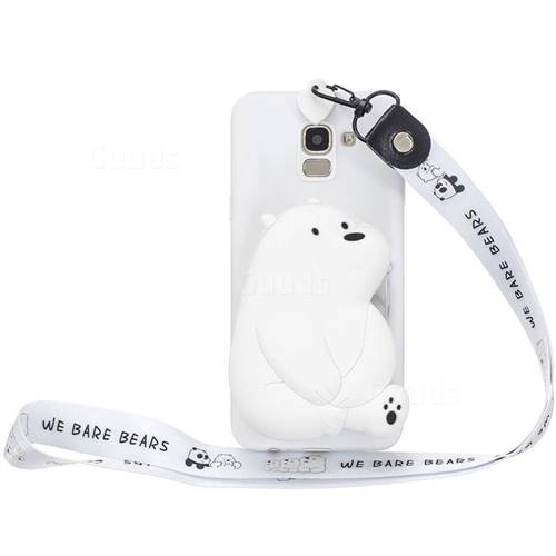 White Polar Bear Neck Lanyard Zipper Wallet Silicone Case for Samsung Galaxy A8 2018 A530