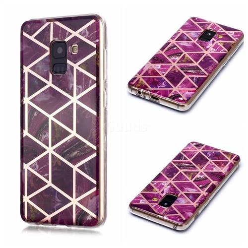 Purple Rhombus Galvanized Rose Gold Marble Phone Back Cover for Samsung Galaxy A8 2018 A530