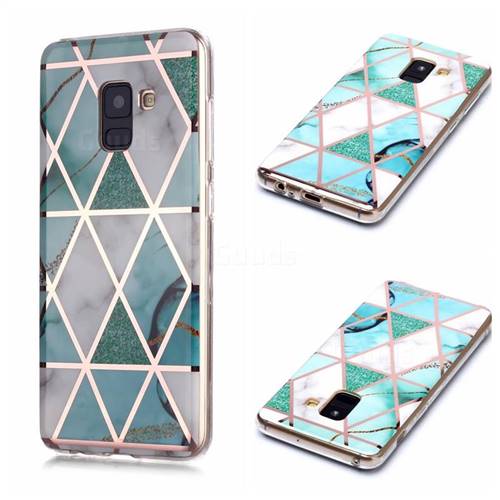 Green White Galvanized Rose Gold Marble Phone Back Cover for Samsung Galaxy A8 2018 A530