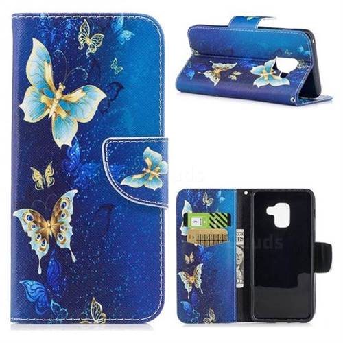 Golden Butterflies Leather Wallet Case for Samsung Galaxy A5 2018 A530