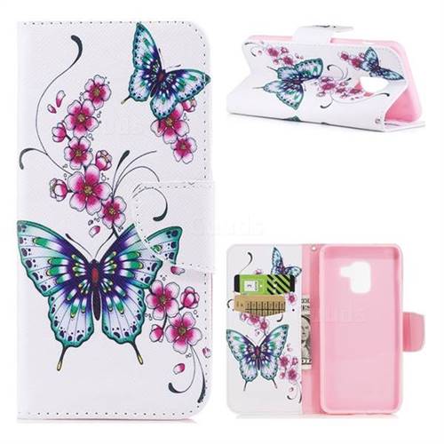 Peach Butterfly Leather Wallet Case for Samsung Galaxy A5 2018 A530