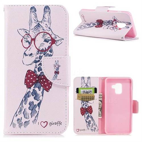 Glasses Giraffe Leather Wallet Case for Samsung Galaxy A5 2018 A530