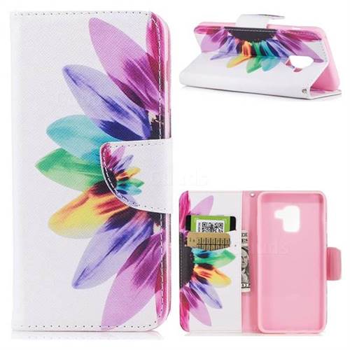 Seven-color Flowers Leather Wallet Case for Samsung Galaxy A5 2018 A530