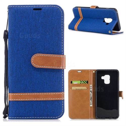 Jeans Cowboy Denim Leather Wallet Case for Samsung Galaxy A5 2018 A530 - Sapphire