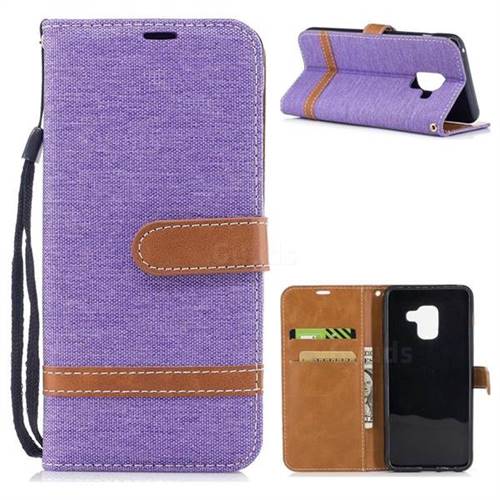 Jeans Cowboy Denim Leather Wallet Case for Samsung Galaxy A5 2018 A530 - Purple