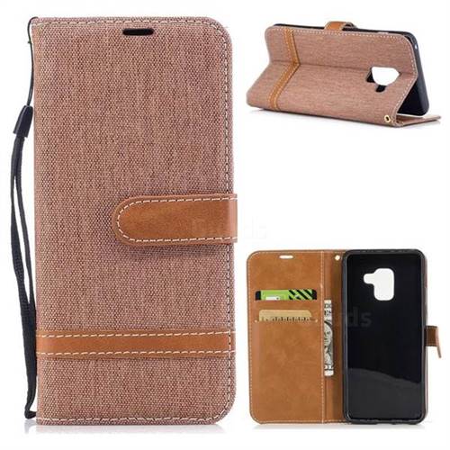 Jeans Cowboy Denim Leather Wallet Case for Samsung Galaxy A5 2018 A530 - Brown