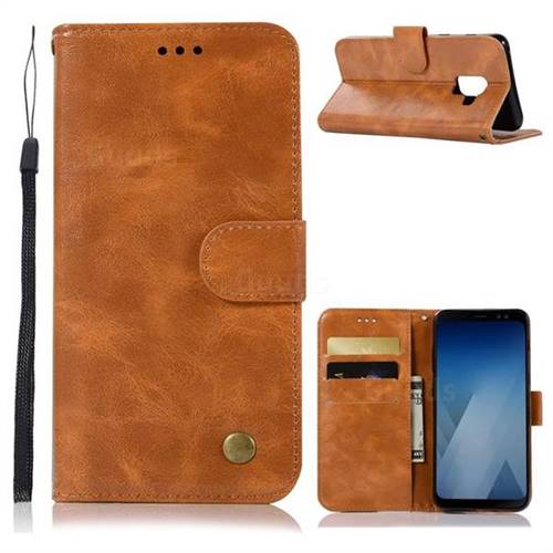Luxury Retro Leather Wallet Case for Samsung Galaxy A5 2018 A530 - Golden