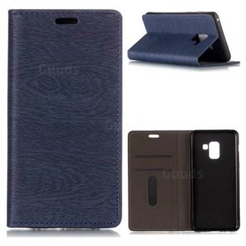 Tree Bark Pattern Automatic suction Leather Wallet Case for Samsung Galaxy A8 2018 A530 - Blue