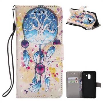 Blue Dream Catcher 3D Painted Leather Wallet Case for Samsung Galaxy A8 2018 A530
