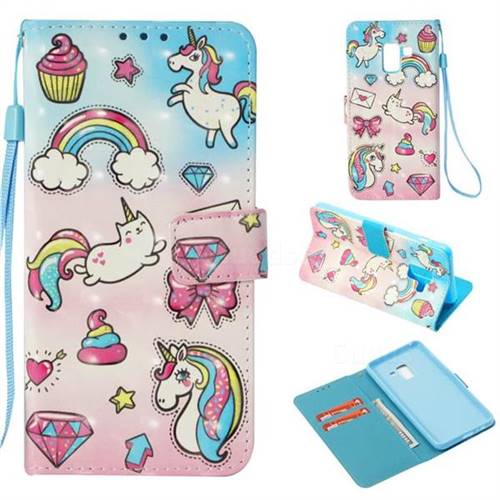 Diamond Pony 3D Painted Leather Wallet Case for Samsung Galaxy A8 2018 A530