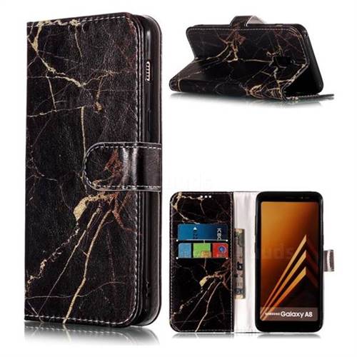 Black Gold Marble PU Leather Wallet Case for Samsung Galaxy A8 2018 A530