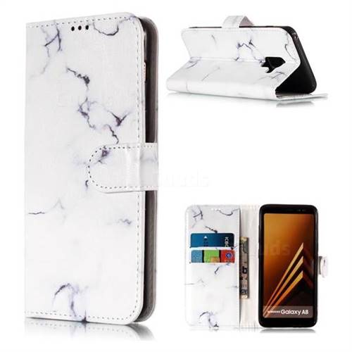 Soft White Marble PU Leather Wallet Case for Samsung Galaxy A8 2018 A530