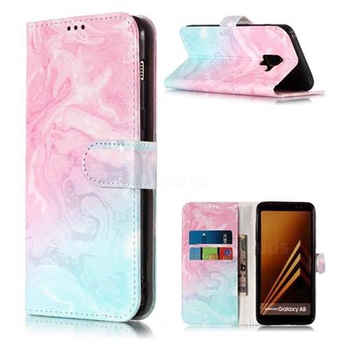 Pink Green Marble PU Leather Wallet Case for Samsung Galaxy A8 2018 A530