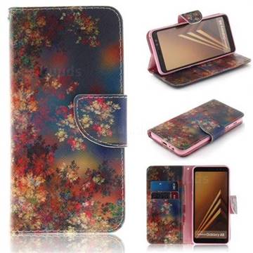 Colored Flowers PU Leather Wallet Case for Samsung Galaxy A8 2018 A530