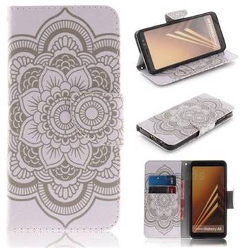 White Flowers PU Leather Wallet Case for Samsung Galaxy A8 2018 A530